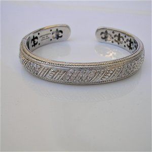 Judith Ripka 925 Sterling & CZ Hinged Bracelet